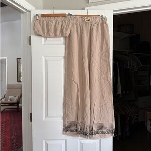 2pc Set Handmade Cotton Gauze Set – Hand Block Print – Bandeau + Wide Leg Pants